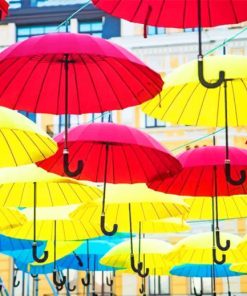 Hanged Colorful Umbrellas paint by numbers