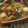 Vintage Aesthetic car And Flowers paint By numbers