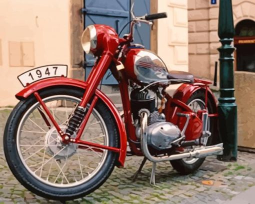 Vintage Red Motorcycle paint by numbers