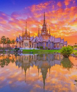 wat mahawiharn Sunset thailand paint by number