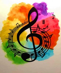 Watercolor Music Note paint by number