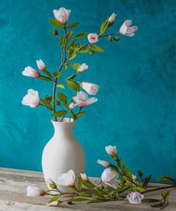 White Flowers In Vase paint by number