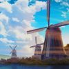 Windmill Anime Scenery paint by number