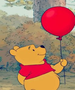 Winnie The Pooh Red Balloon paint by numbers