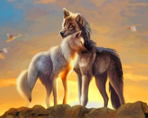 Wolf And Horse At Sunset paint by numbers
