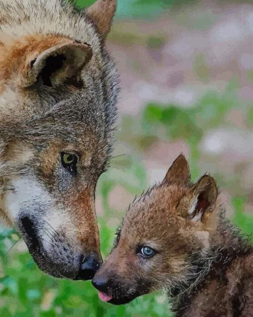 Wolf Mother And Her Baby paint by numbers