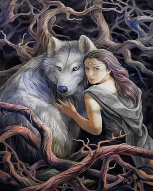 Women With Her Wolf paint by numbers