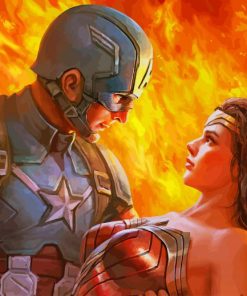 Wonder Woman With Captain America paint by number