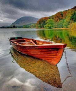 Wooden Boat In Water paint by numbers