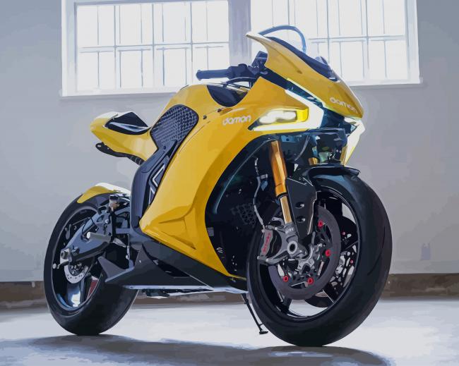Yellow Damon Motorcycle NEW Paint By Numbers - Canvas Paint by numbers