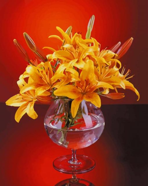 Yellow Lilies In Glass paint by number