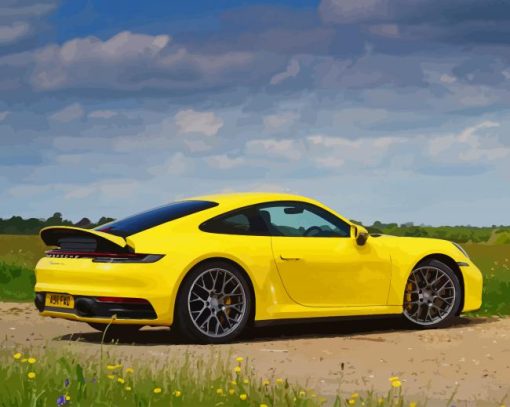 Yellow Porsche 911 Carrera paint by number