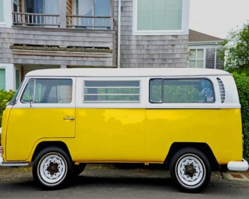 Yellow Classic Volkswagen Van paint by numbers