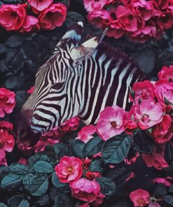 Zebra and Flowers paint by numbers