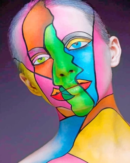 Abstract Colorful Face Art paint by numbers