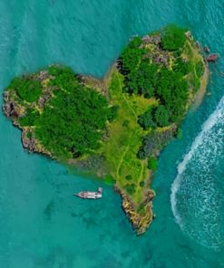Aerial View Of Heart Shaped Tropical Island painting by numbers