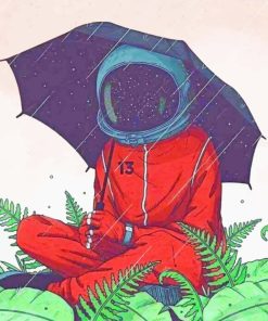 Astronaut Holding Umbrella paint by numbers