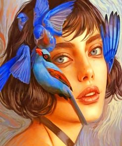 Birds Girl Surreal Art paint by numbers