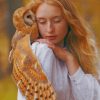 Blonde Girl With Owl paint by numbers