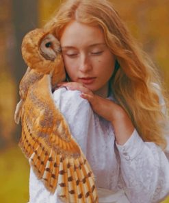 Blonde Girl With Owl paint by numbers
