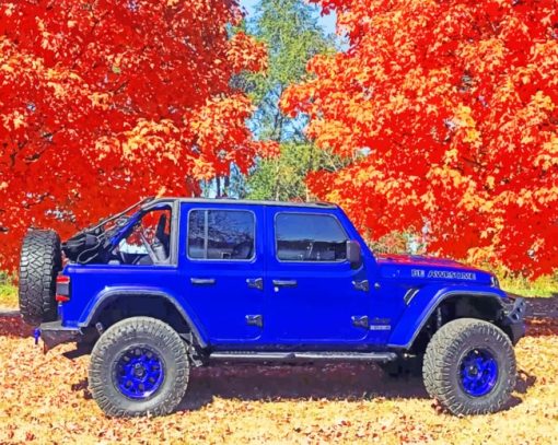 Blue Jeep Wrangler paint by numbers