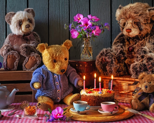 Cakes And Teddy Bears On The Table paint by numbers
