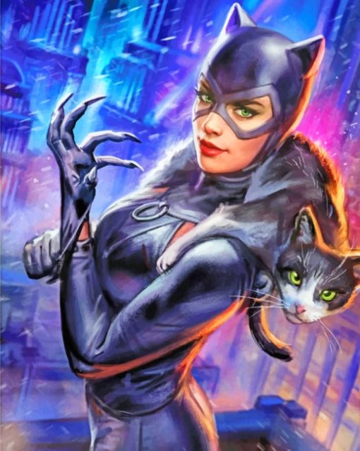 Catwoman And Cat Movies Paint By Numbers Canvas Paint By Numbers