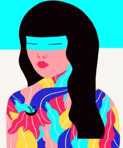 Chinese Colorful Illustration Girl paint by numbers