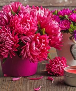 Pink Flowers Vase paint by numbers