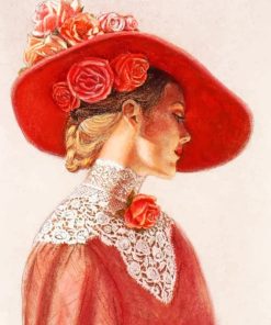 Classic Lady With Floral Hat paint by numbers