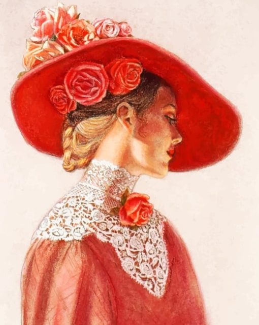Classic Lady With Floral Hat paint by numbers