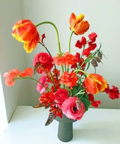 Colored Flowers Vase paint by numbers