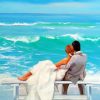 Couple Sitting Beside Sea paint by numbers