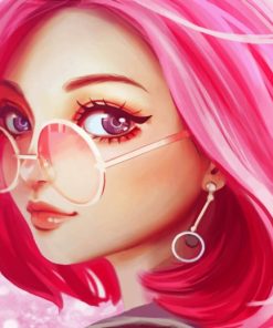 Cute Girl With Pink Hair painting by numbers