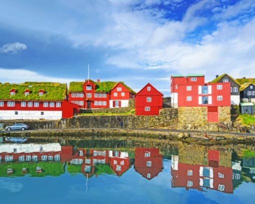 Denmark Houses Reflection paint by numbers