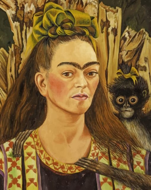 Frida Khalo With A Monkey paint by numbers