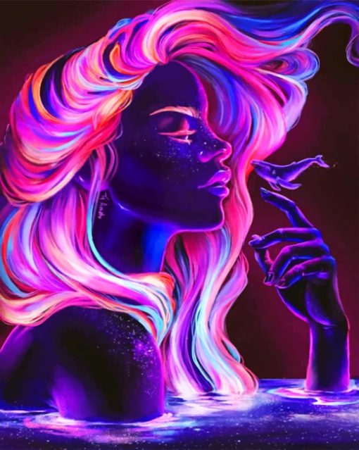 Girl In Black Light paint by numbers
