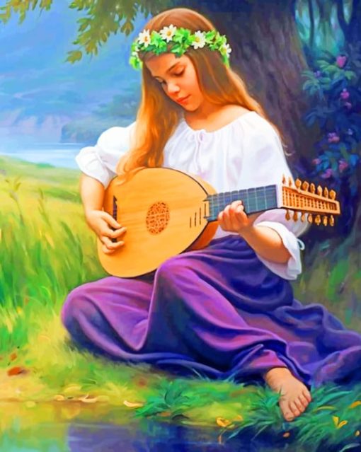 Girl Playing The Oud paint by numbers