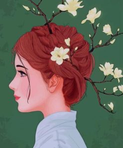 Girl With Branches On Head paint by numbers