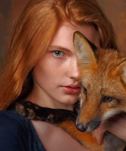 Girl And Fox Portrait paint by numbers