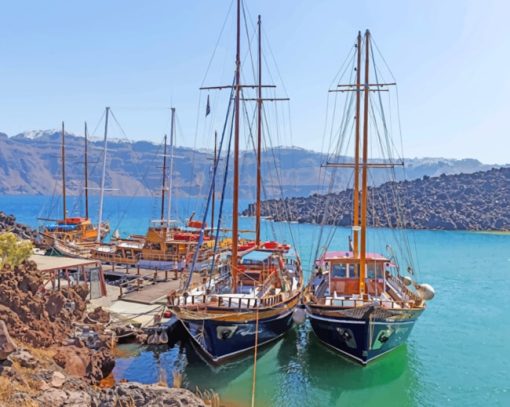 Boats In Santorini Marinas paint by numbers