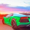 Green Lamborghini Aventador paint by numbers