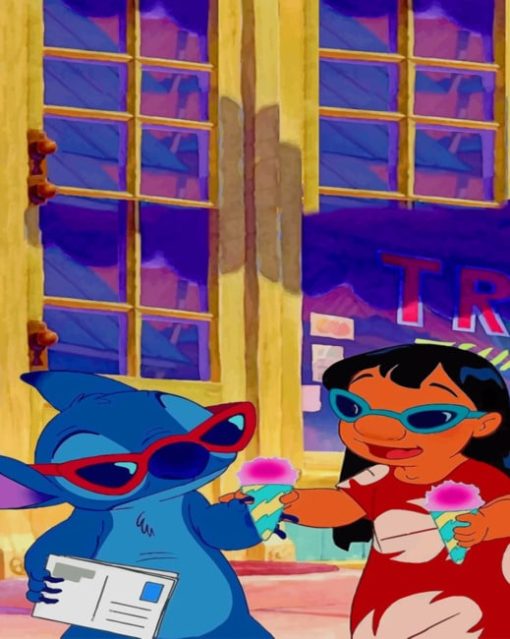 Lilo And Stitch Eating Ice Cream paint by numbers