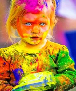 Little Girl In Holi Festival Of Colors paint by numbers