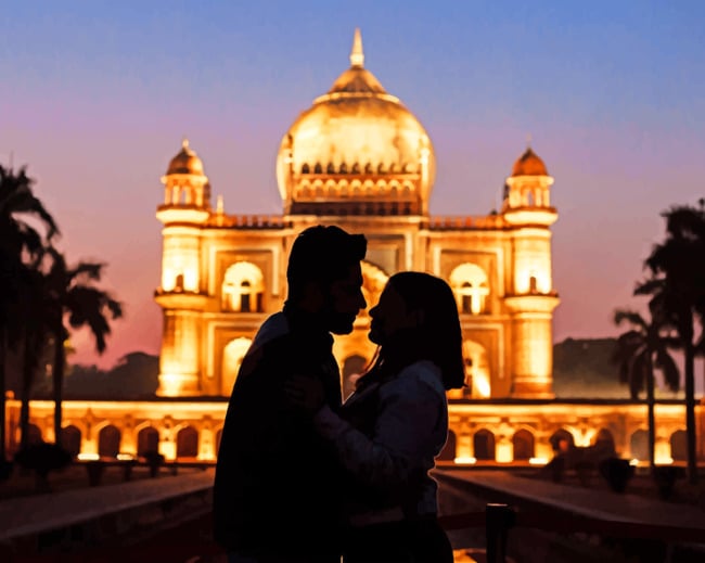 Lovers Silhouette In Safdarjung Tomb paint by numbers