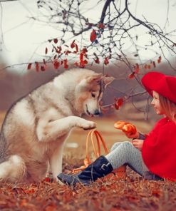 Husky Dog And Little Girl paint by numbers