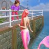 Mermaid And A Little Girl paint by numbers