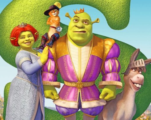 Shrek And Fiona's Family paint by numbers