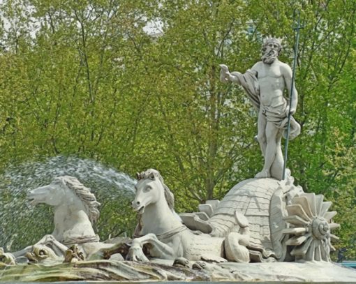 Sculptures And Fountain In Madrid paint by numbers