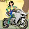 Mulan Princess On Motorcycle paint by numbers